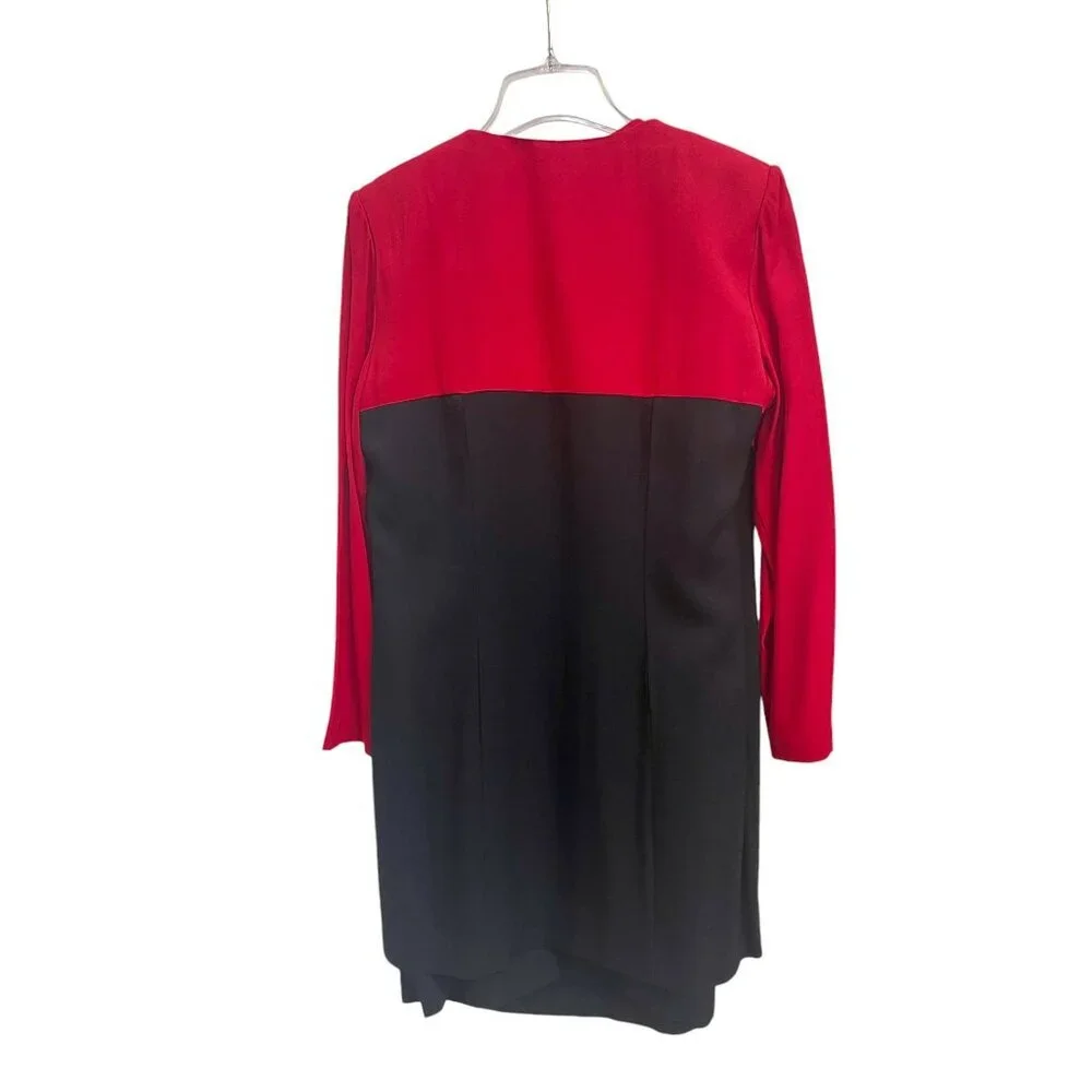 NWT Positive Attitude Petite Red and Black Color Block Two-Piece Dress and Coat - Picture 2 of 10